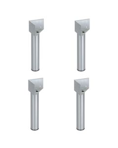 Furniture Foot Including Mounting Bracket Silver Powder-Coated - Set of 4
